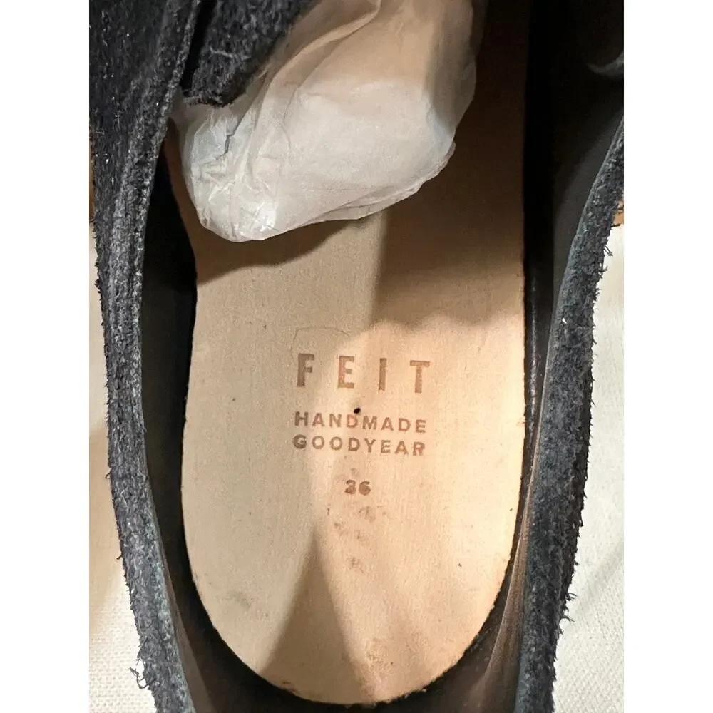 Feit Latex Low Suede Black Sneakers Unisex Size 5.5/6 US 36 EU NIB Italian